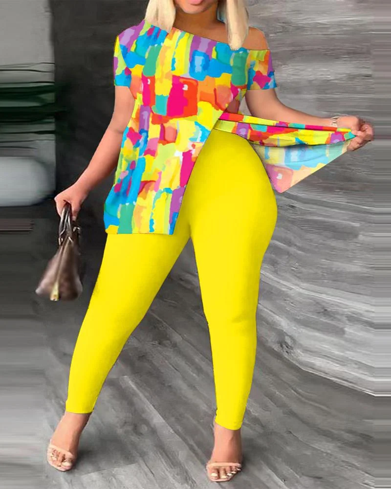 Uveng Uveng 2024 Women's Clothing Explosion Two Sets Of Irregular Fashion Trousers Set