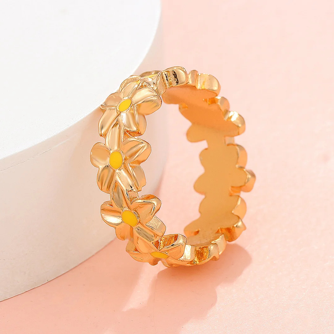 Flower Gold Plated Ring