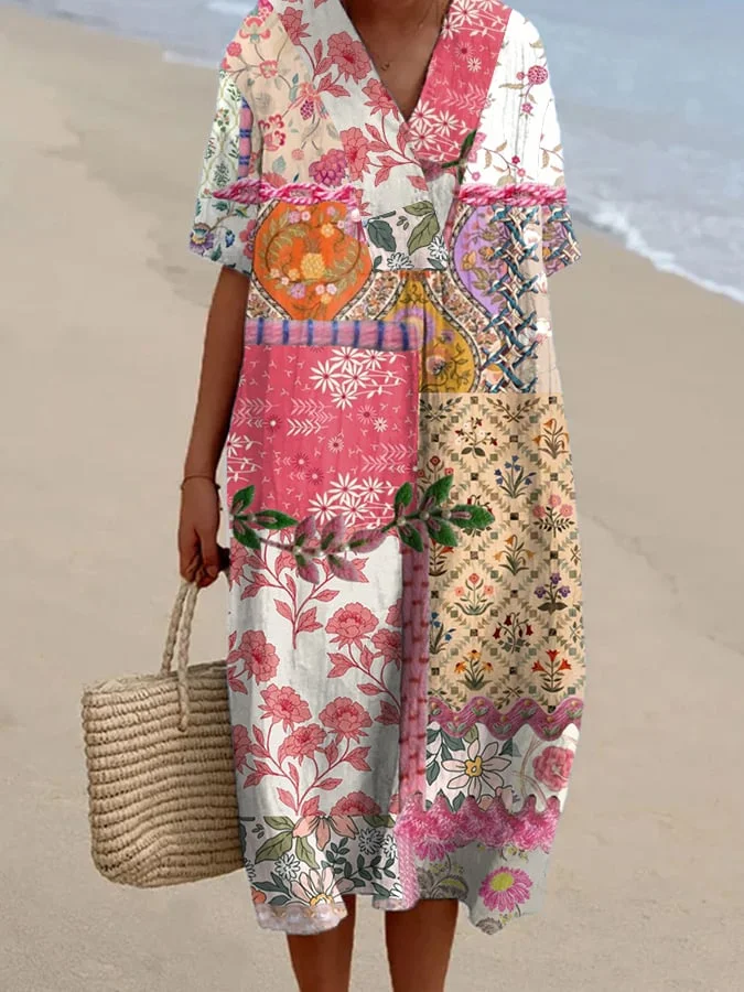 Women's Vintage Floral Print Dress 