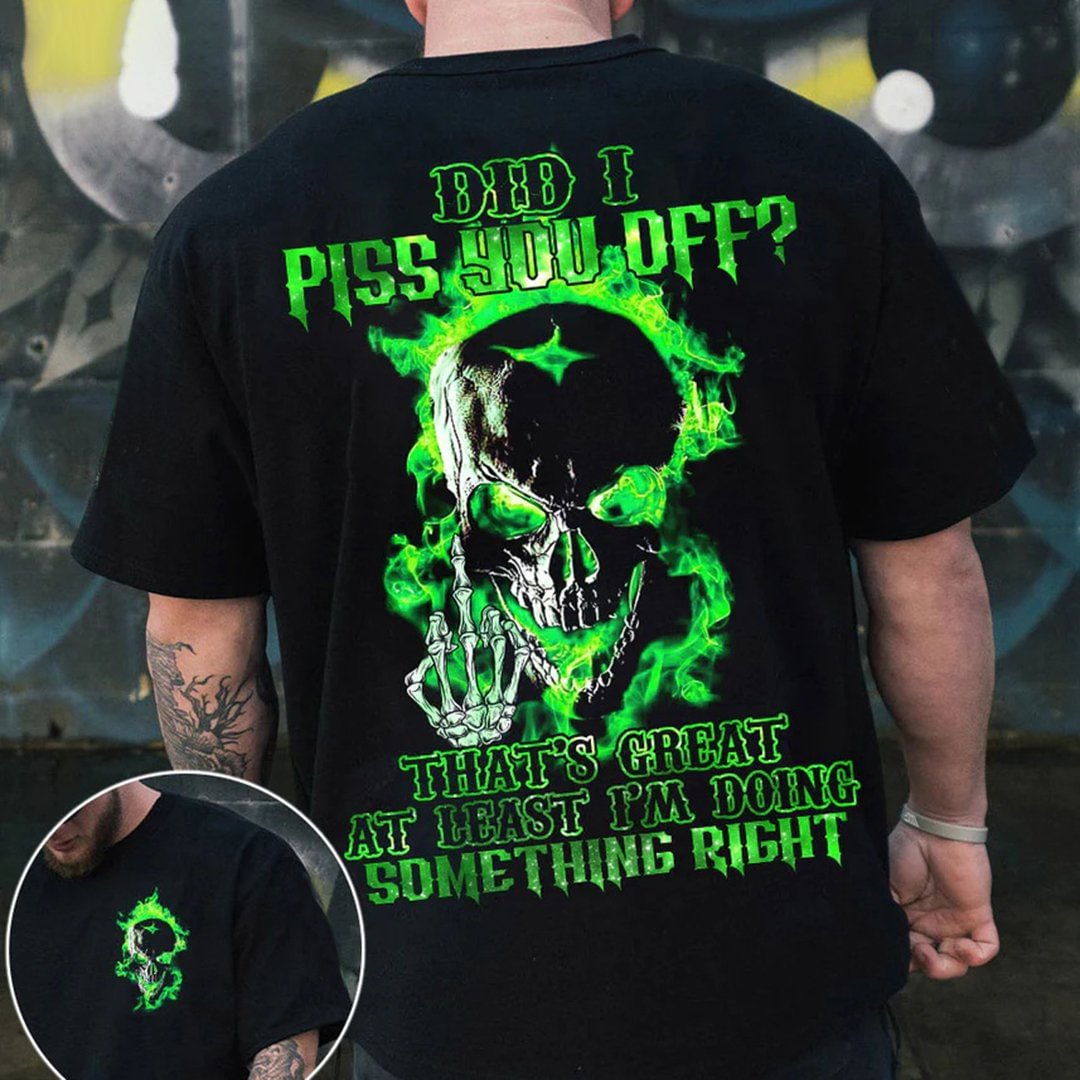 Did I Piss You Off Green Skull All Over Print Men's Short Sleeve T-Shirt