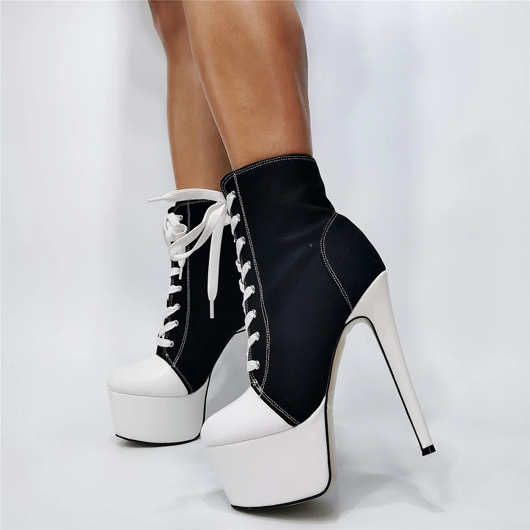 Women's Halloween Stiletto Lace Up Super High Heel Plus Size Women's Short Ankle Shoes Novameme