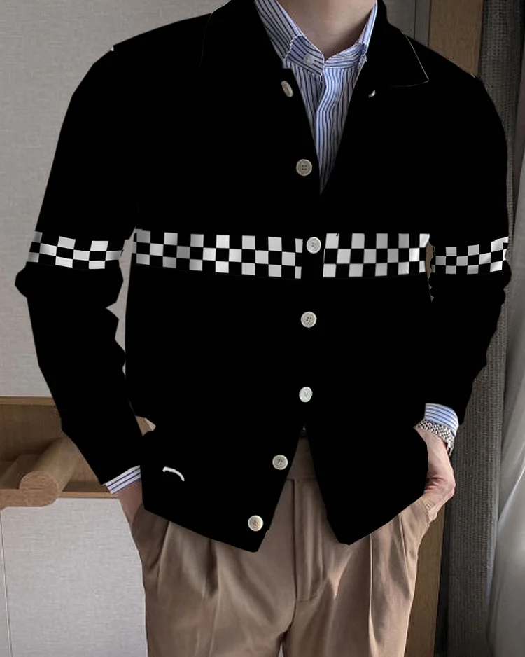 Men's Lapel Knitted Sweater Cardigan 53b2