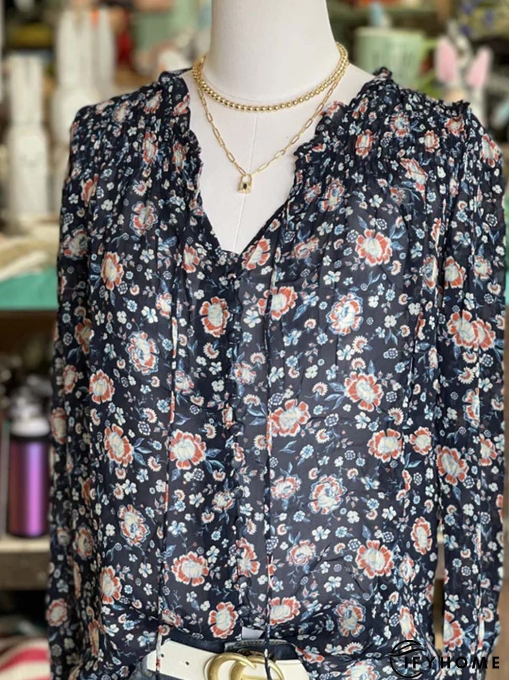 Boho Long Sleeve V Neck Tunic Top | IFYHOME