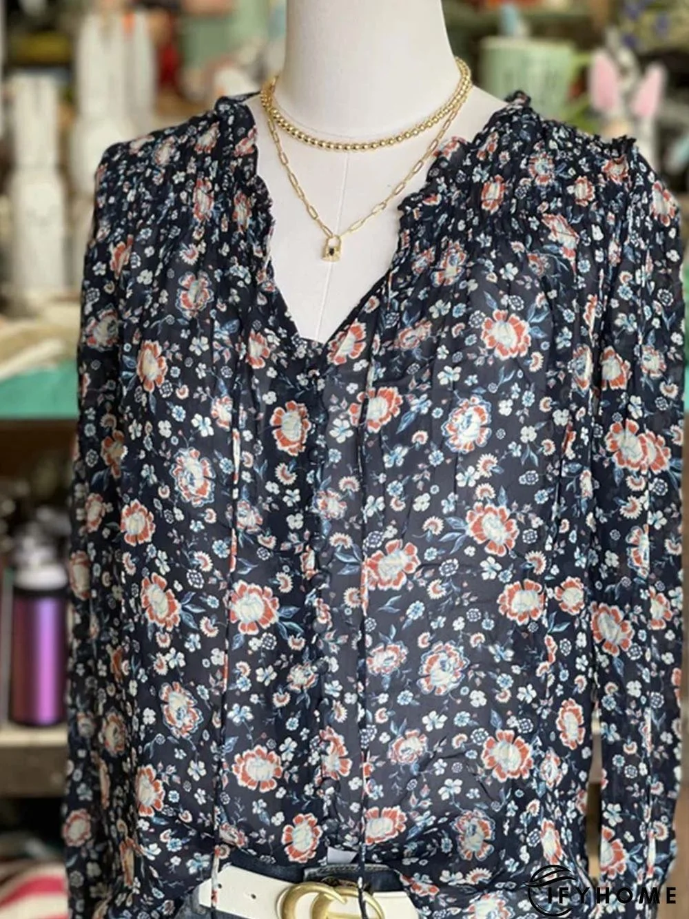 Boho Long Sleeve V Neck Tunic Top | IFYHOME