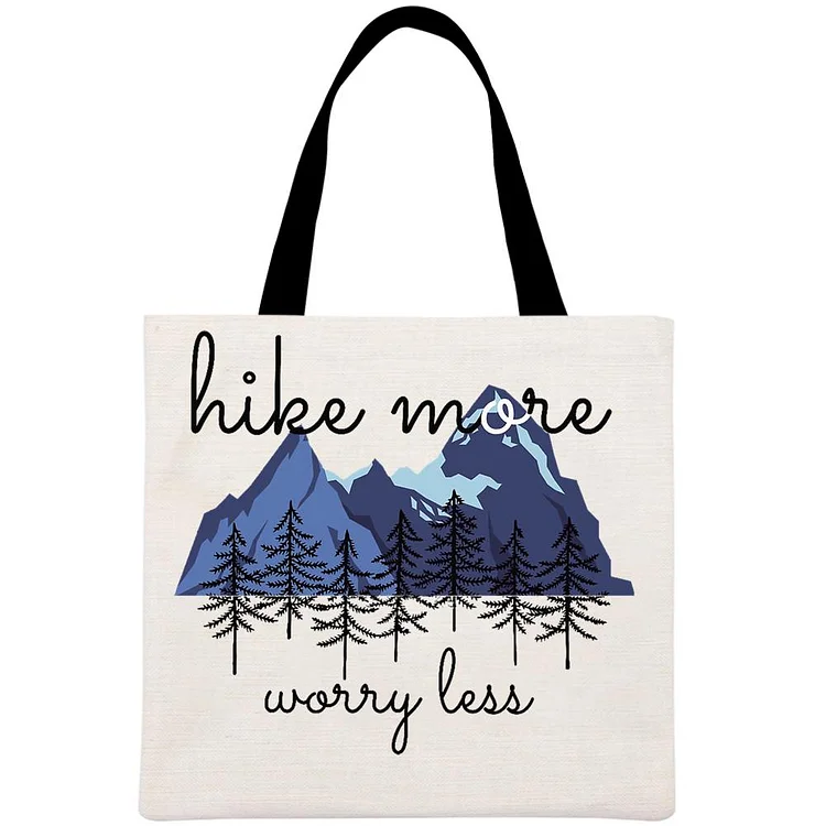 Hiking More Worry Less Printed Linen Bag-Annaletters