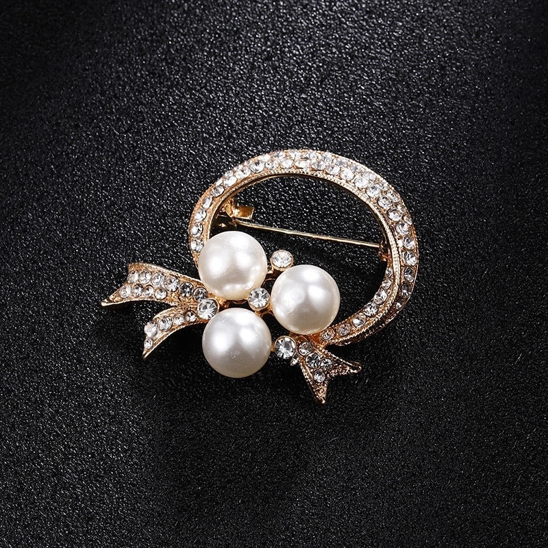 Glam Pin Geometric Alloy Inlay Artificial Pearls Rhinestones Women’S Brooches
