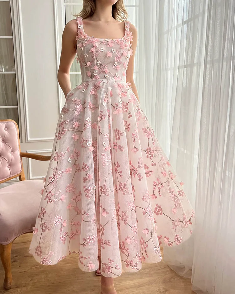 Women's Fashionable Elegant Floral Cami Dress