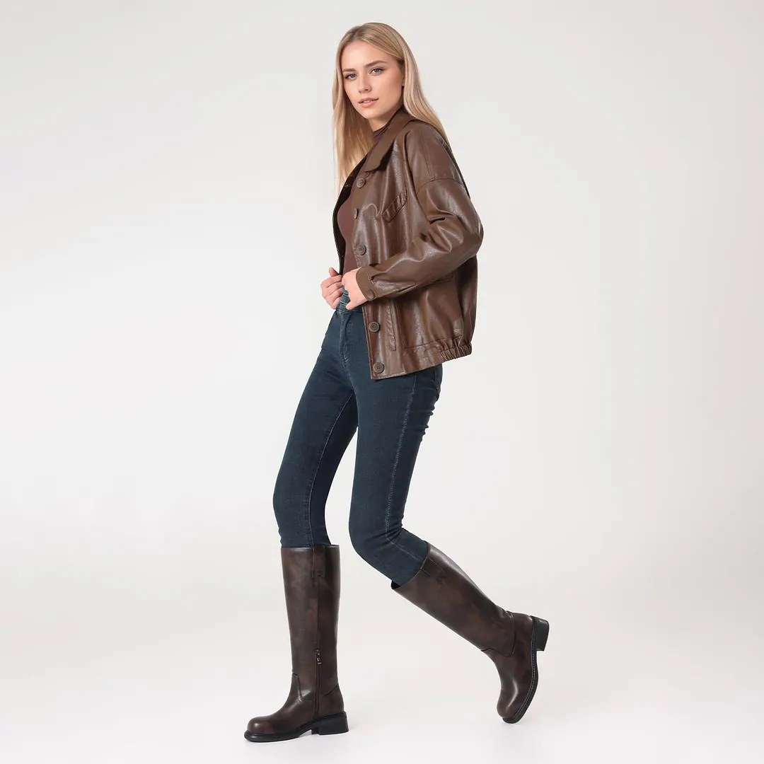 Mid Calf Cowboy Boots for Women Closed Toe Western Cowgirl Boots