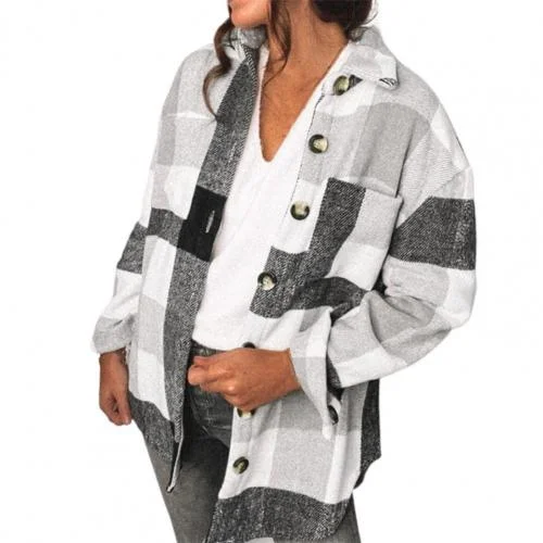 Casual Overcoat Skin-Touch Jacket Coat Ultra Soft Thick Trendy Buttons Closure Warm Women Coat