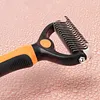 2In1 Pet Grooming Rake Anti-Slip Handle Double-Sided Deshedding Comb Multi-Purpose Extra-Wide Dog Grooming Brush for Detangling Deshedding Brushing/Thinning