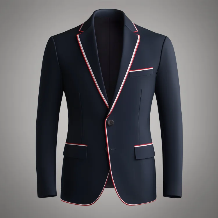 Okaywear Notched Lapel Two Button Contrast Binding Striped Blazer 