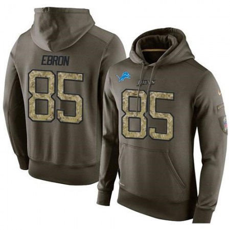 NFL Men's  Detroit Lions #85 Eric Ebron Stitched Green Olive Salute To Service KO Performance Hoodie