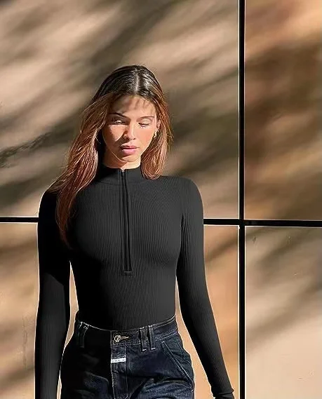 Nigikala Nigikala Long-Sleeved Joint Sexy Rib-Link Long-Sleeved Tops