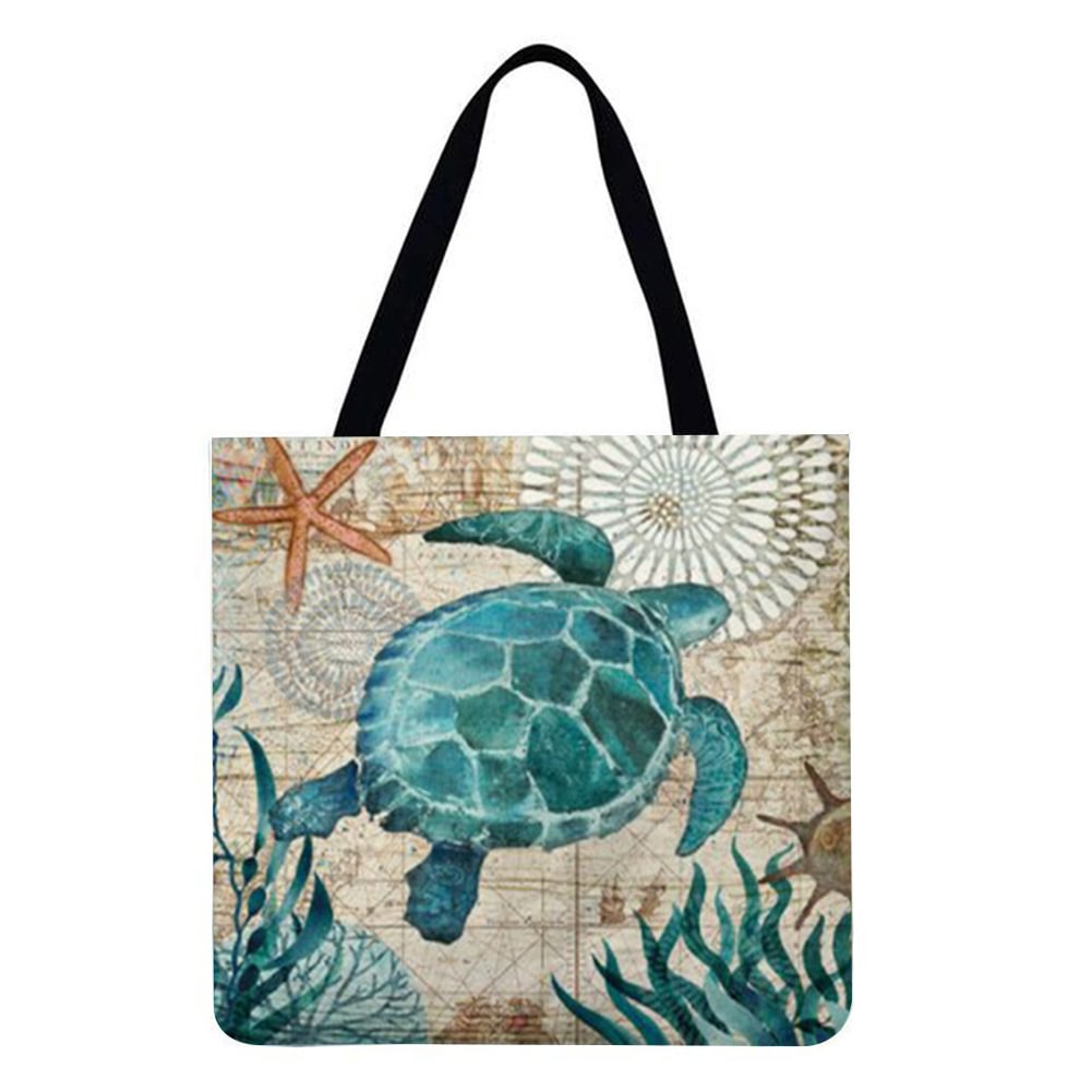 Linen Tote Bag-Sea turtle