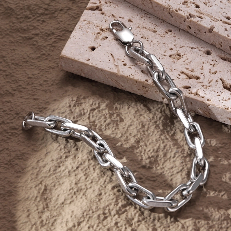 A Hip Hop Style Stainless Steel Cross Chain Thick Chain Bracelet