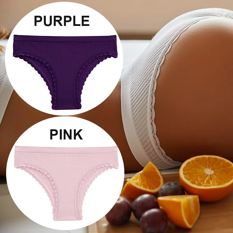 FINETOO 2PCS/Set Women Lace Seamless Sexy Panties 6 Solid Color Brazilian Panty Girl Briefs Lingerie Underpant M-2XL Underwear