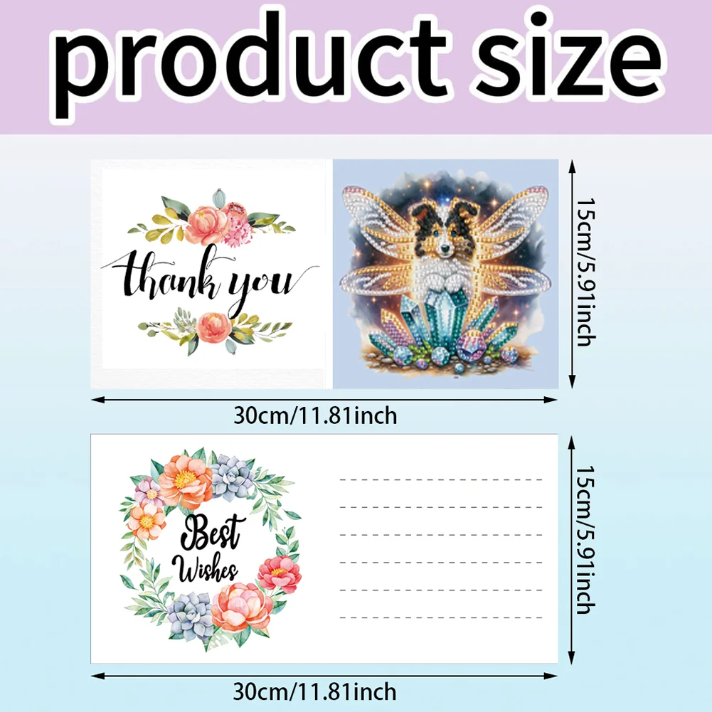 6Pcs 5D DIY Dog Diamond Painting Greeting Card Craft for Friend Family Lover