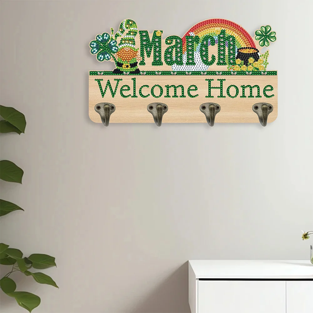 DIY Wooden Calendar March DIY Diamond Art Craft Wall Hooks for Beginners Adults