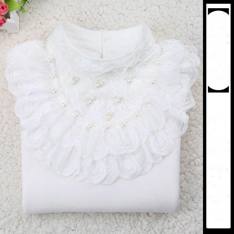 2021 Spring Autumn Cotton Children Base T Shirts Baby Girls Clothes Long Sleeve Floral Casual T Shirt Tops Kids Lace T shirt