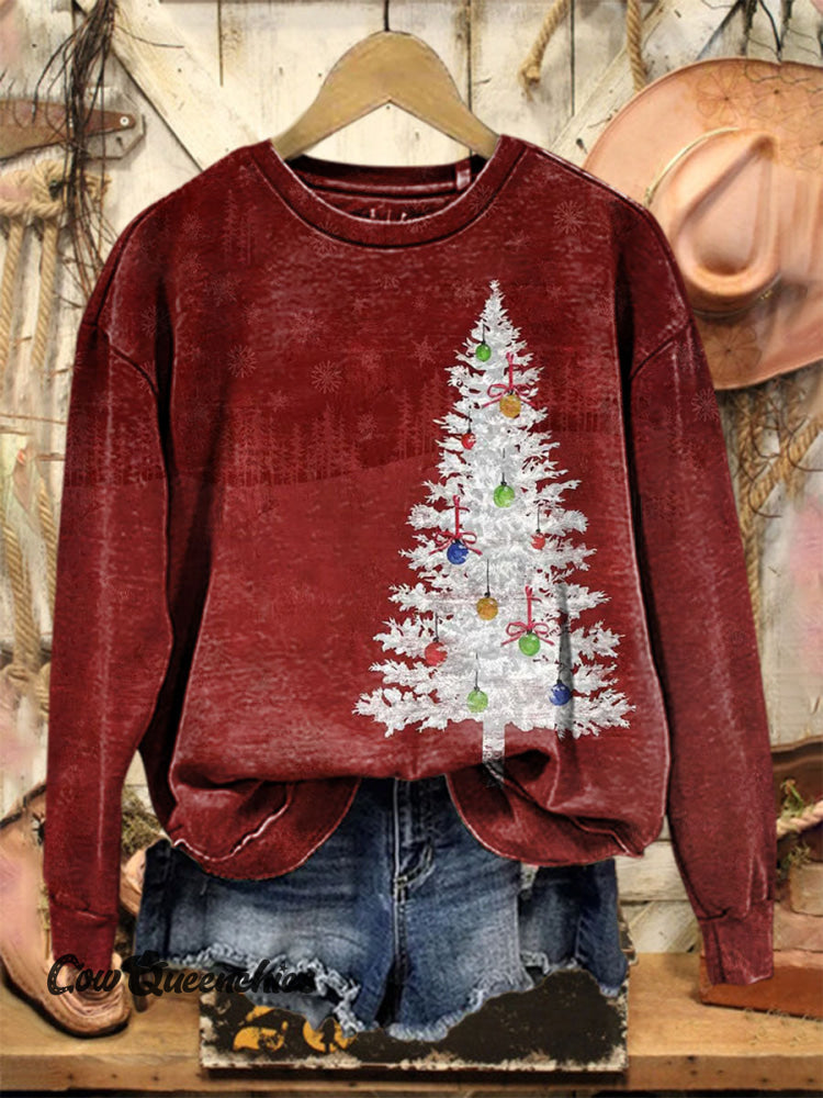 Vintage Christmas Art Print Casual Cotton Sweatshirt Multicolor / S
