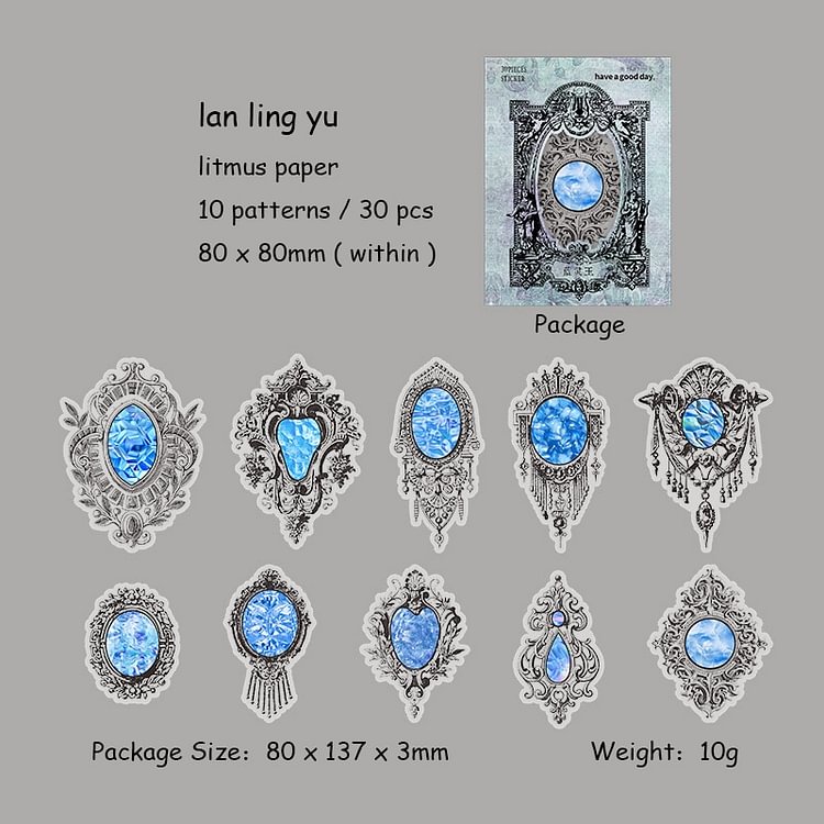 Journalsay 30 Sheets Vintage Art Sulfuric acid paper Sticker Crystal Journal DIY Scrapbooking Decoration Stickers