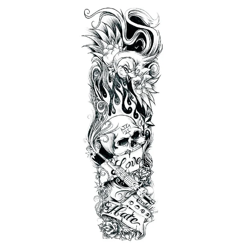 Body Art Arm Fake Sleeve Tattoos For Men Waterproof Wolf Tiger Chinese Dragon Sticker Temporary Fox Tattoo Waterproof Sleeves 303