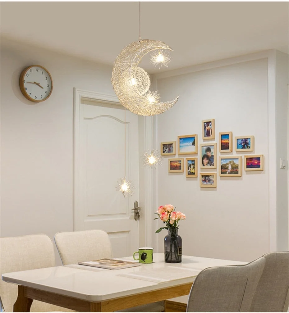 Modern LED Pendant Light For Living room Bedroom Dining Room Hanging Lamp Moon Star Pendant Lamp Children Bedroom Light Luminare