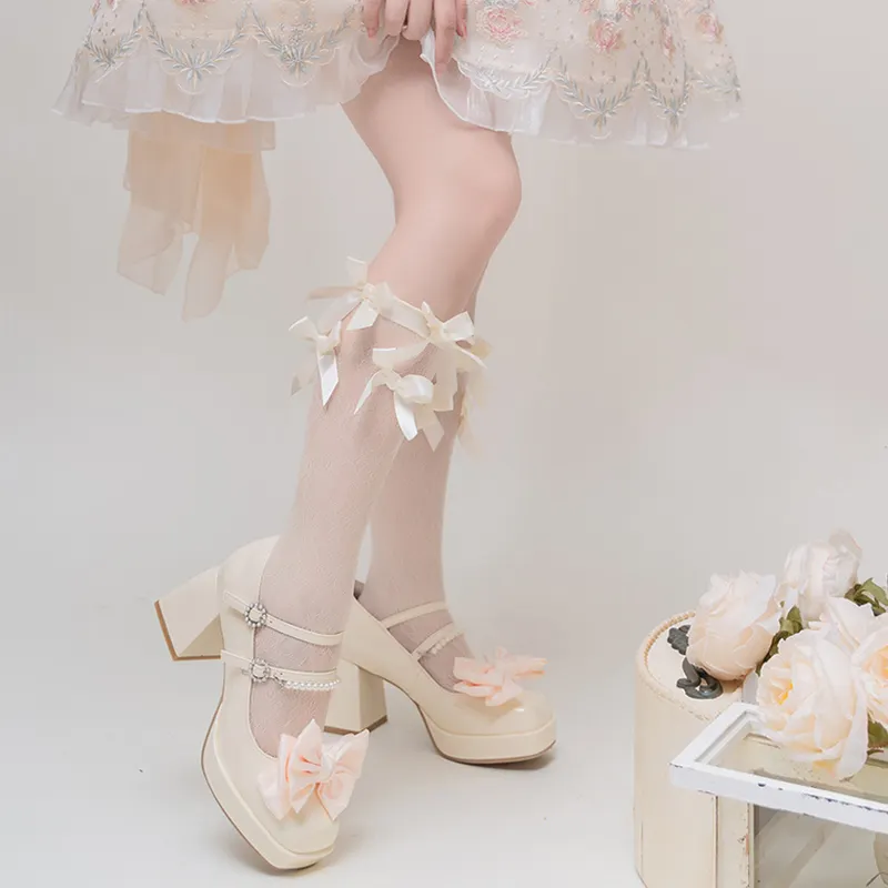Bow Knot Mary Janes Lolita High-heeled Shoes