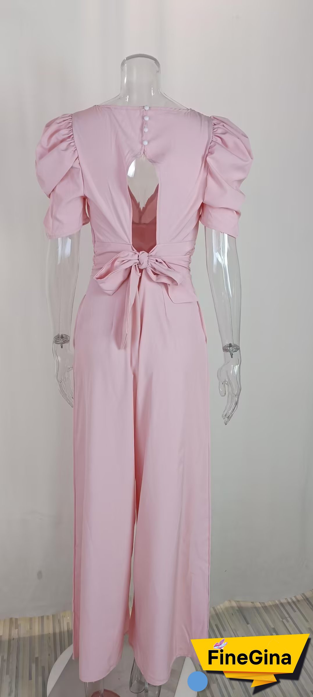 Plus Size Women Short Sleeve Wide Leg Jumpsuit