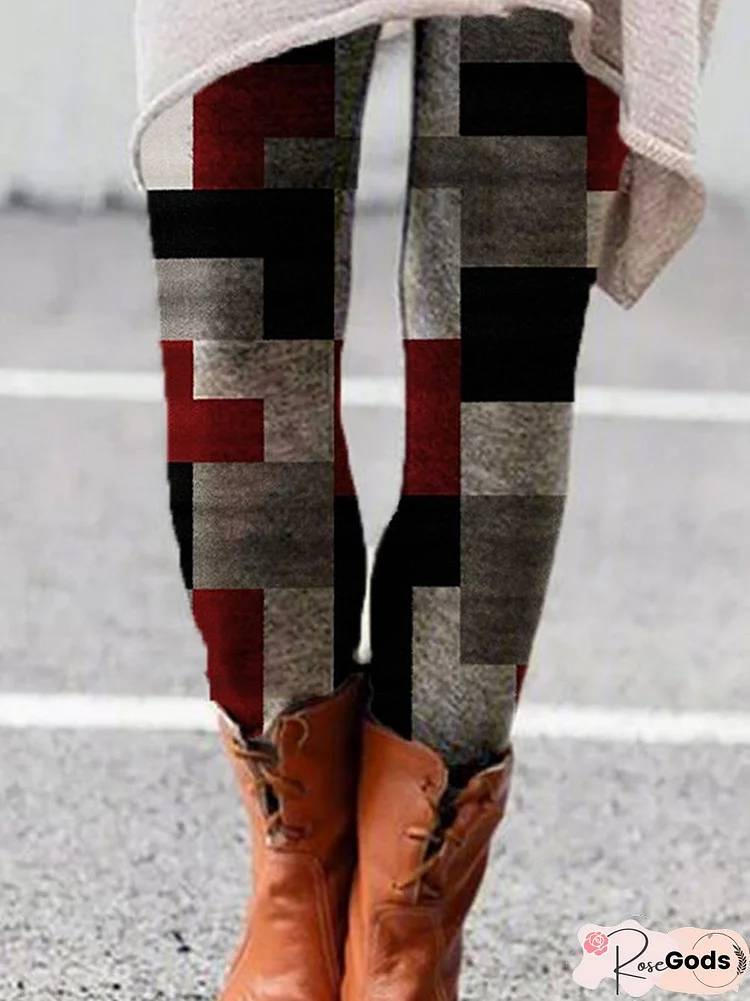 Regular Fit Casual Geometric Leggings