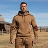 Men's Vintage Khaki Suede Hoodie And Sweatpants Jogger Set by Inlyline