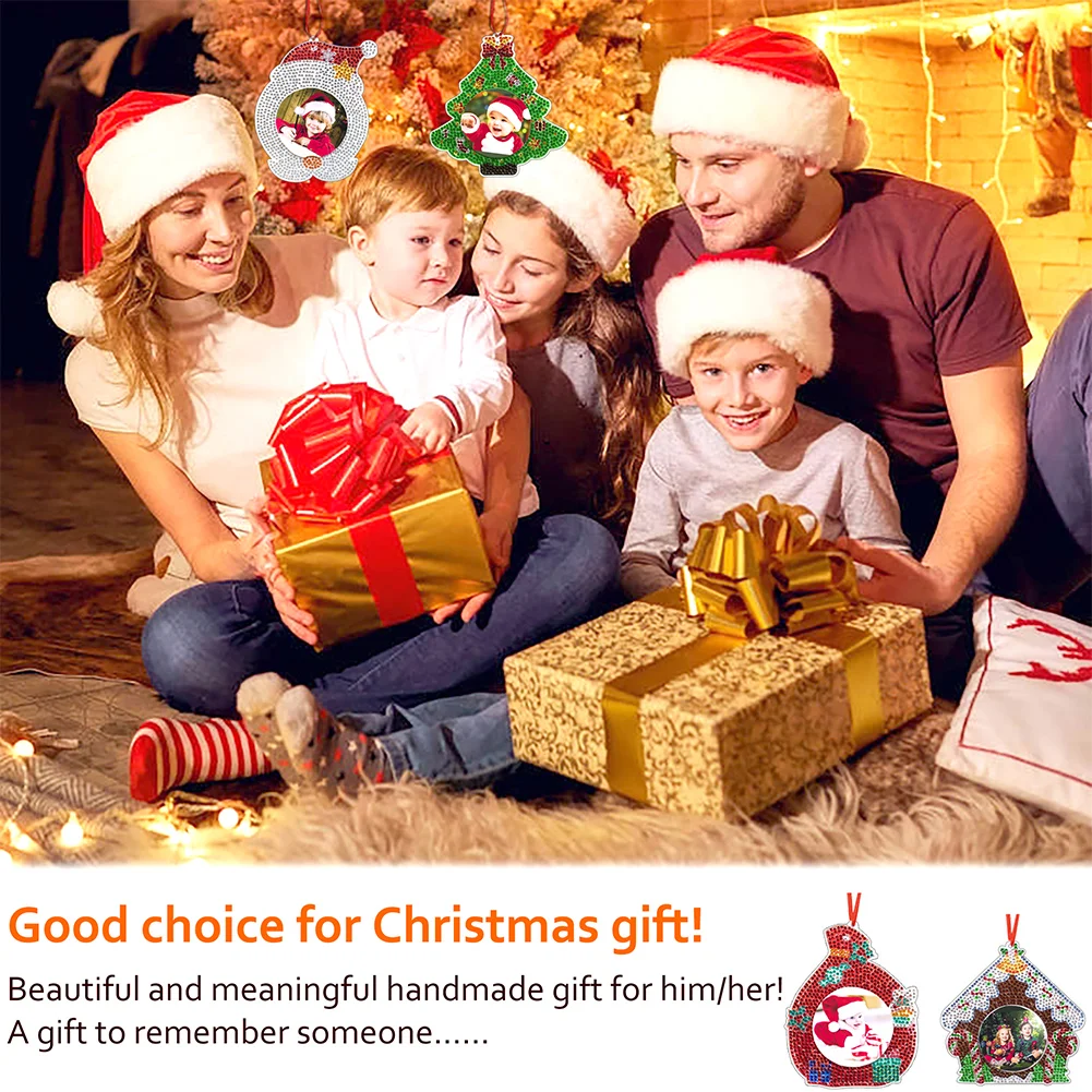 4pcs Photo Frame Christmas Photo Frame Hanging Diamond Painting