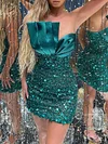 Sexy Sequined Bandeau Pleated Split-Joint Backless Wrap Evening Mini Dress
