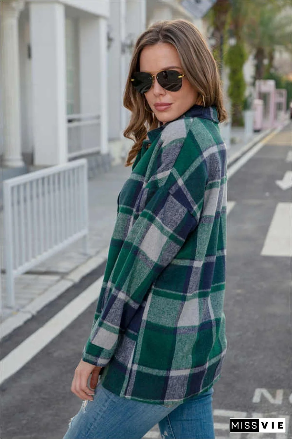 Fashion Regular Plaid Loose Shirt Coat