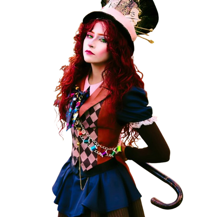 Alice In Wonderland Mad Hatter Tarrant Hightopp Lolita Dress Outfits Cosplay Costume Halloween Carnival Suit-Coshduk