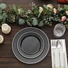 10 Pack | 10" Black / Silver Beaded Rim Plastic Dinner Plates, Disposable Round Party Plates