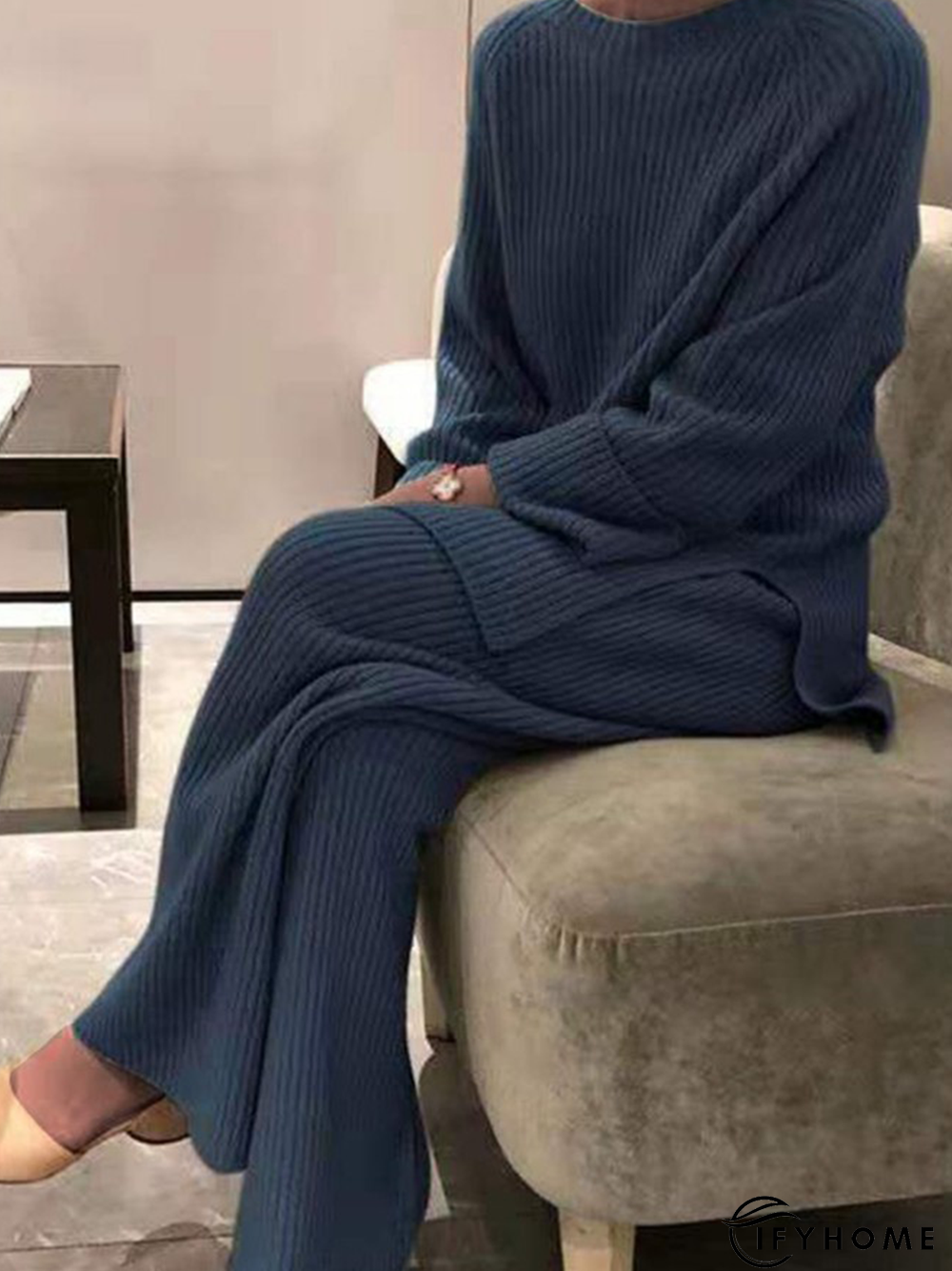 Cotton-Blend Crew Neck Suits | IFYHOME