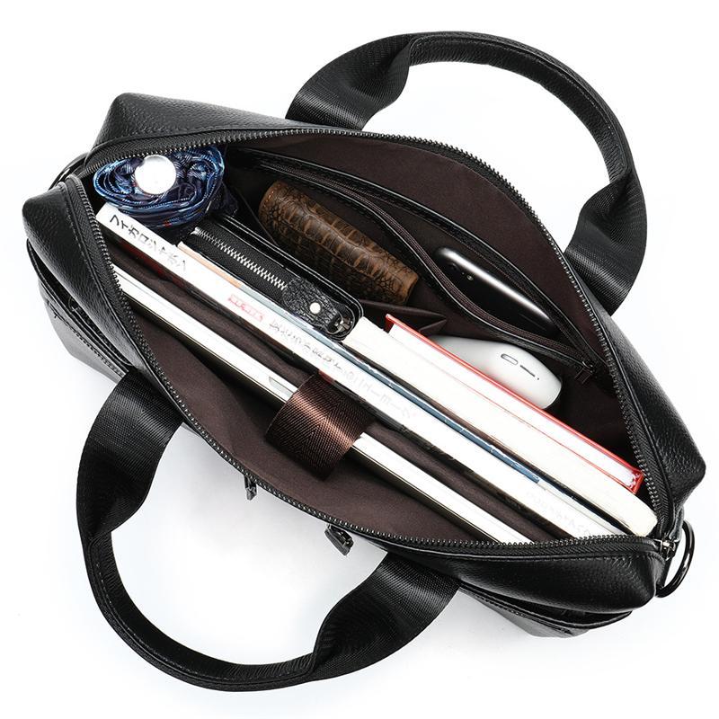Business Fashion 14 Inch Laptop Briefcase Soft Leather Handbags