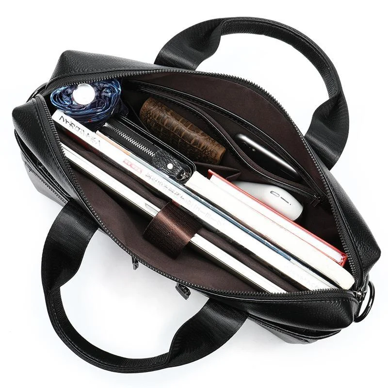 Business Fashion 14 Inch Laptop Briefcase Soft Leather Handbags
