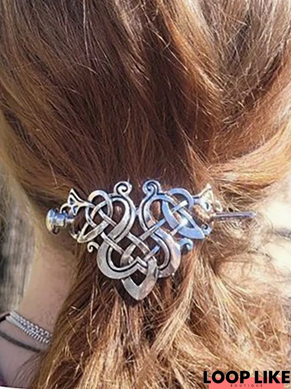 Vintage Silver Viking Pattern Hairpin Headdress Ethnic Jewelry