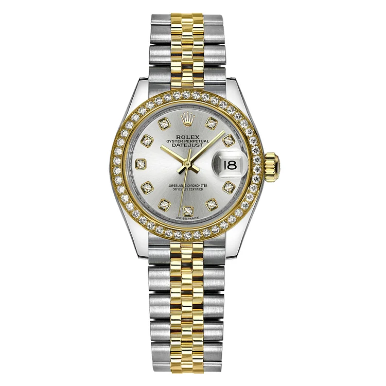 Rolex Lady-Datejust 28 Silver Diamond Watch 279383RBR-0007