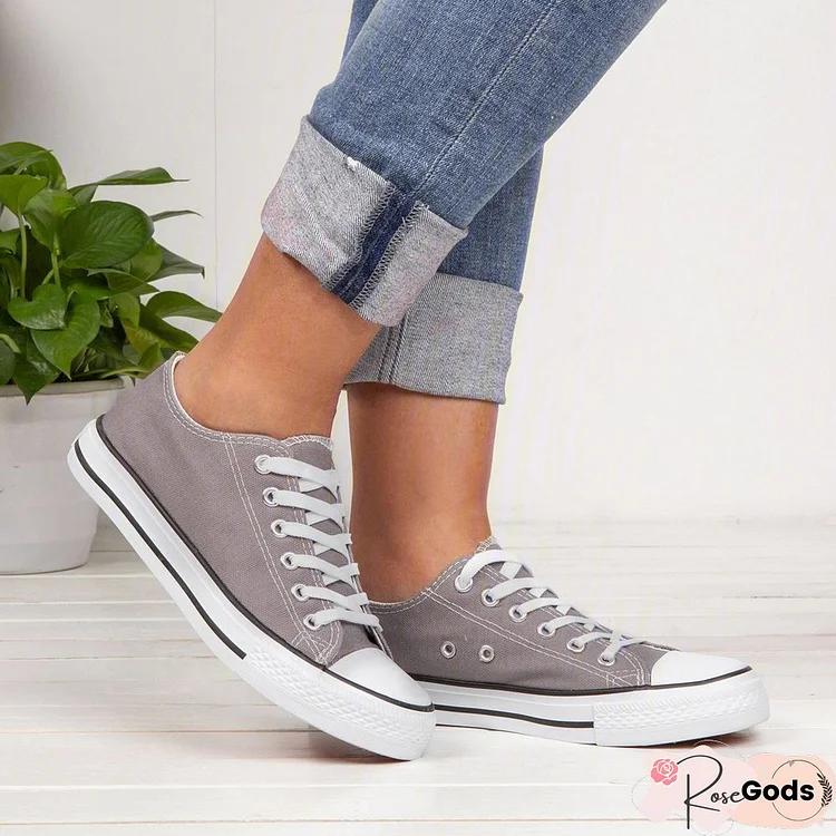 Women's Simple Casual Canvas Lace-Up Sneakers