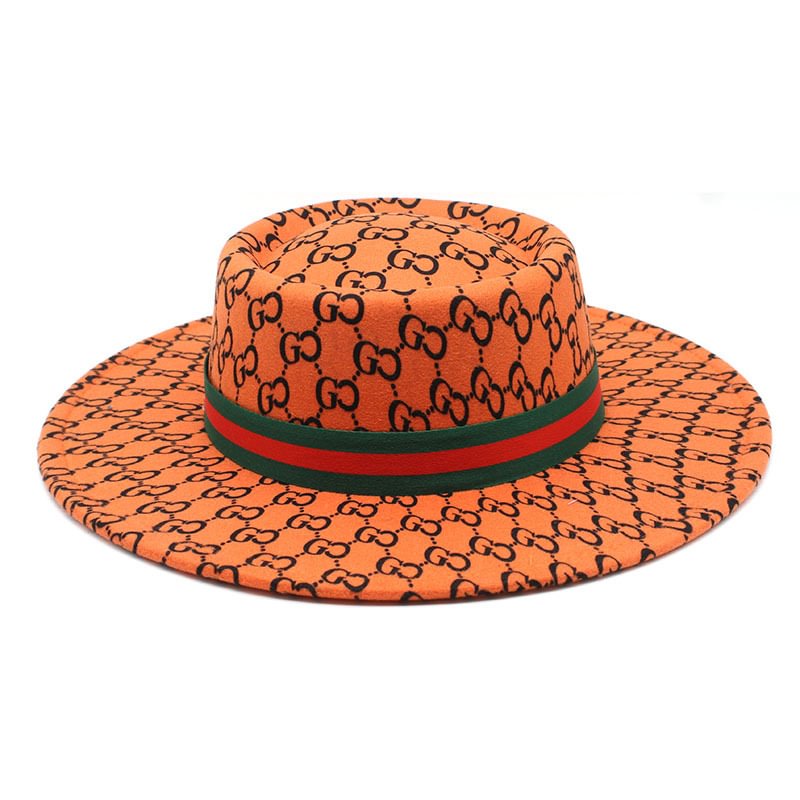 Clarence Reversible Colorblock Wool Jazz Hat-Orange