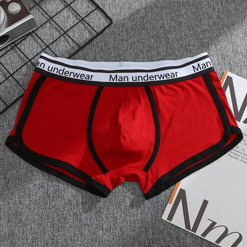 Aonga 2023 Cotton Male Panties Mens Underwear Boxers Breathable Man Solid Color Underpants U Convex  European Size Men Shorts