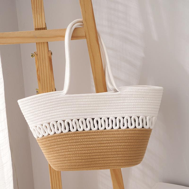 Mature Women Woven Tote Beach Bag