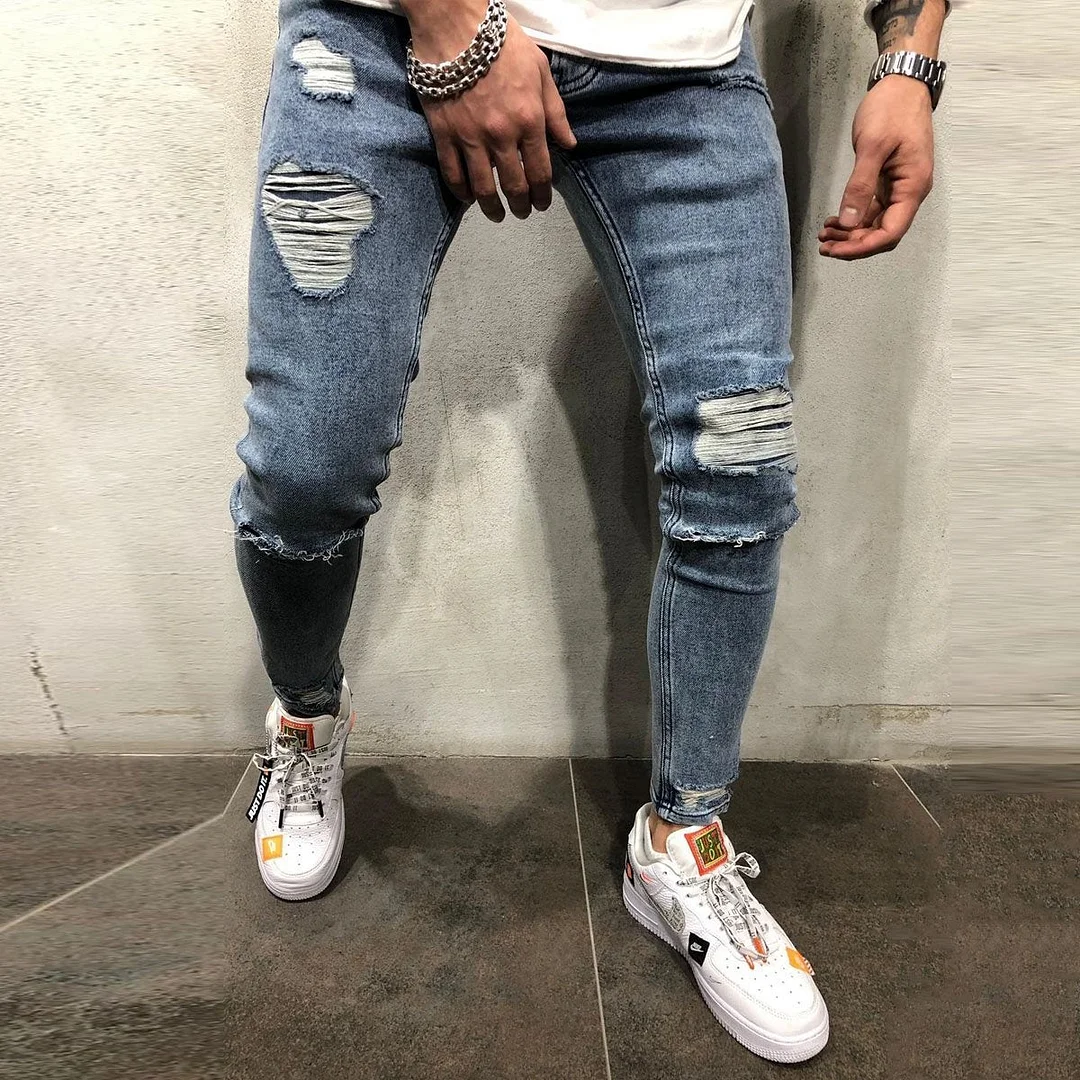 Fashion Ripped Hole Denim Pants Skinny Jeans