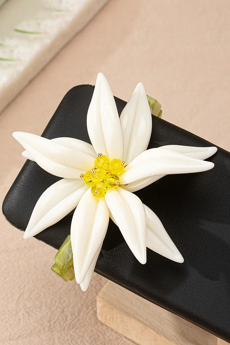 Lily Flower Design Beaded Necklace Stud Earrings Bracelet Set