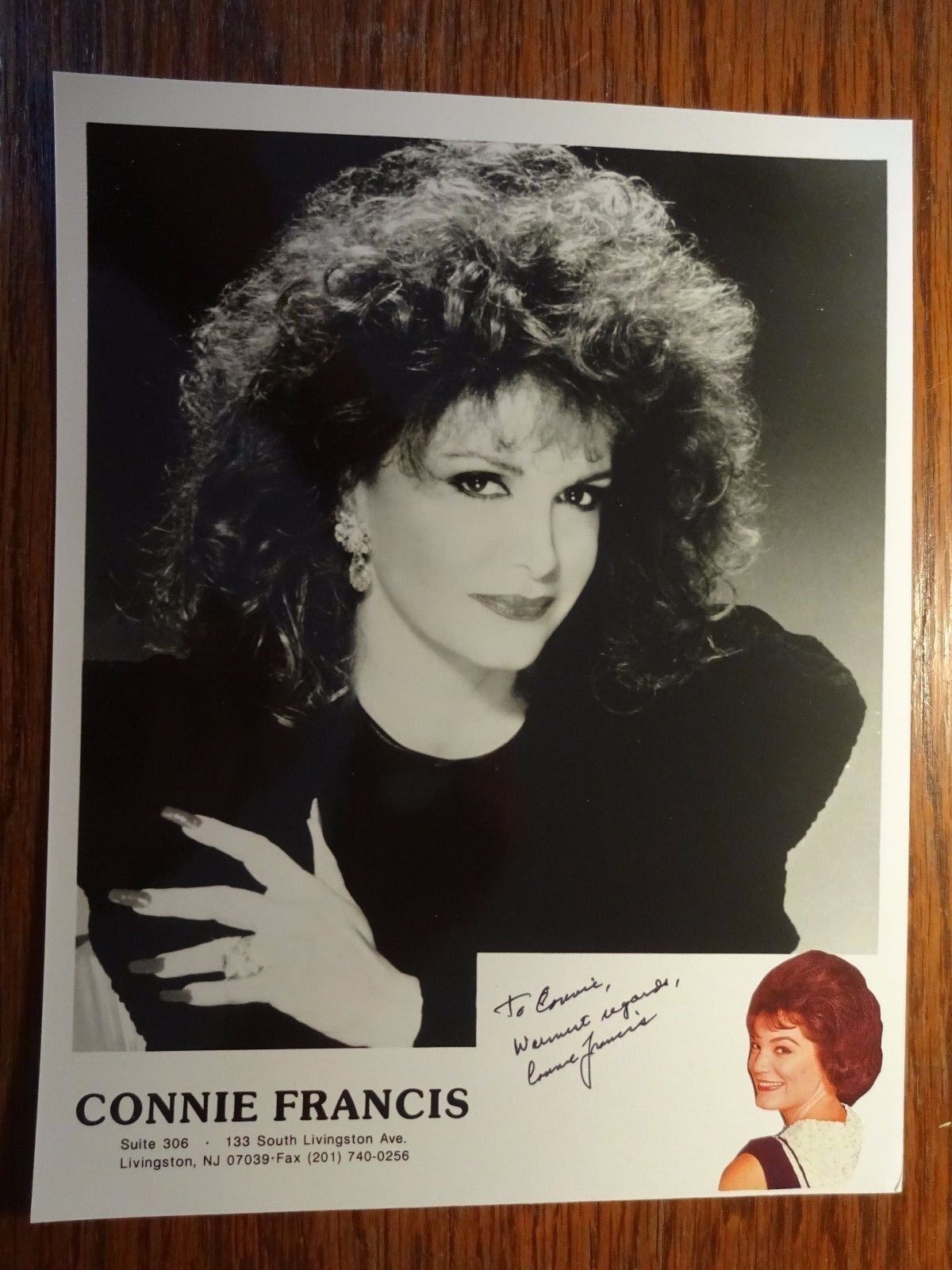 ORIGINAL, SIGNED & Inscribed B/W Connie Francis Publicity Photo Poster painting