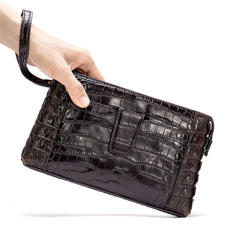 Mens Business Crocodile Leather Clutch Bag