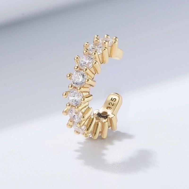 1 Pair 925 Sterling Silver Zircon Geometric Ear Studs